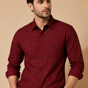 Mens's Maroon Formal Shirt