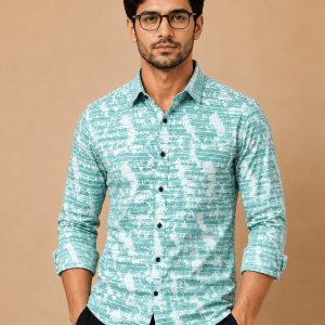 Light green printed Formal shirt for men